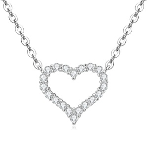 Fashion Eco-friendly Copper 14K Gold Plated Hollow Out Design Jewelry Micro Pave 1.5MM VVS GRA Moissanite Heart <b>Locket</b> Necklace - Product Image 2