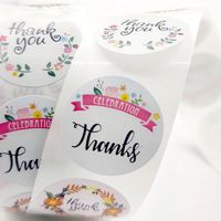500pcs Per Roll Stiker Bulat Terima Kasih Diameter 1 Inch untuk Label Kemasan Hadiah Pernikahan Bisnis Kecil