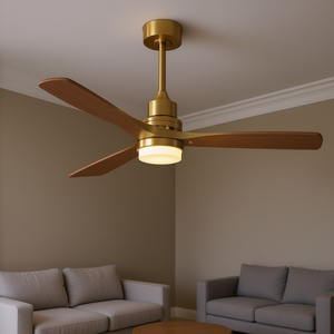 Ventilatore da Soffitto LED 52 Pollici con 3 Pale in Legno Massello, Motore DC, Telecomando, Design Moderno per Soggiorno - Product Image 2