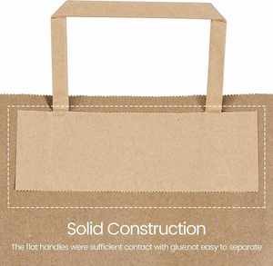 KM Premium Quality <b>White</b> Kraft Flat Handle <b>Paper</b> Bag Eco Friendly Shopping Sack for Gift <b>Wrapping</b> Retail Packaging Party Favors - Product Image 5