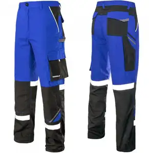 65% Polyester 35% Cotton 260gsm Heavy Duty Construction Work Men's Blue Trousers Workwear Safety Clothing Work Safety Pants
