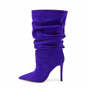 Offres Spéciales Slouch sans lacet femmes chaussette <span class=keywords><strong>bottes</strong></span> Faux <span class=keywords><strong>daim</strong></span> Sexy talon haut dames hiver mi-mollet <span class=keywords><strong>bottes</strong></span> - Product Image 5