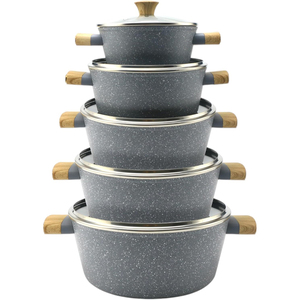 Ensemble de casseroles en aluminium de haute qualité, revêtement en céramique marbrée moderne, 10 pièces, compatible induction - Product Image 1