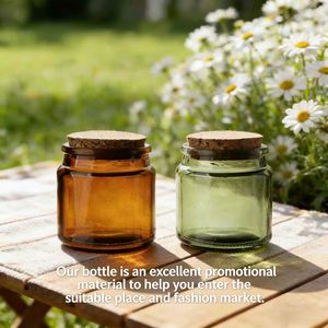 Bouteille en verre 100ml 200ml personnalisée ambre verte transparente pour huiles essentielles et bougies avec couvercle en liège sérigraphié, ornement de maison - Product Image 5