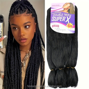 Extensions de cheveux synthétiques Yaki en vrac pour tresses, pré-étirées, <span class=keywords><strong>jumbo</strong></span>, 6X, 400g, pour tressage, vente en gros d'usine à bas <span class=keywords><strong>prix</strong></span> - Product Image 6