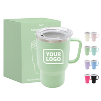 Gobelet isotherme personnalisable et élégant de 8 oz avec poignée, en acier intérieur durable et résistant aux chutes, en plastique extérieur, idéal pour la voiture avec un design compatible voiture
