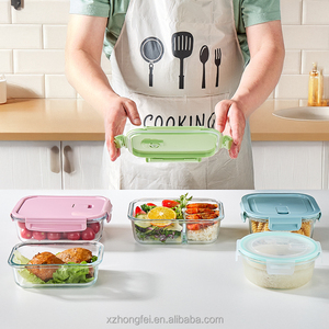 Couvercle de boîte <span class=keywords><strong>à</strong></span> bento en verre hermétique allant au micro-ondes, design moderne, pour la cuisine, le camping et le stockage des aliments. - Product Image 2