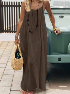 Vestido largo de playa con espalda descubierta para mujer, estilo informal y holgado, ideal para vacaciones en <span class=keywords><strong>la</strong></span> <span class=keywords><strong>isla</strong></span>. - Product Image 6