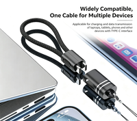 Câble USB C vers C court 60W, chargeur portable avec porte-clés