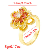 Bague Fleur de Cerisier Plaqué Or 18K en Acier Inoxydable Étanche et Inaltérable, Marque Fanhua, Tendance et Élégante