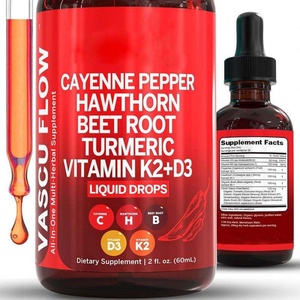Gotas Líquidas Orales de 60 ml con Pimienta de Cayena, Bayas de Espino Blanco, Vitamina D3 K2, Raíz de Remolacha y Cúrcuma, Suplementos Naturales Orgánicos Veganos para Adultos - Product Image 1