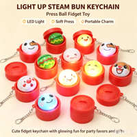 Porte-clés Fidget Spinner lumineux, jouet anti-stress à pression avec boule de dessin animé, pour filles et garçons, idéal pour les fêtes, breloque de sac, vente en gros