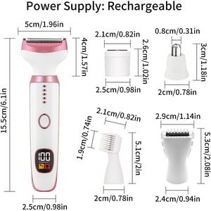Nouveau kit de rasage 5 en 1, épilateur électrique LED, étanche, lavable, épilateur corporel pour femme, rasoir corporel, kit de toilettage pour le bikini - Product Image 5