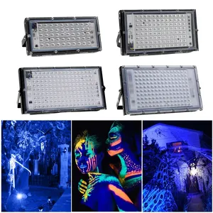 50W 100W 150W UV Flood Light AC220V 395nm 400nm lampada da palcoscenico fluorescente a raggi ultravioletti con spina europea per Bar Dance Party Blacklight