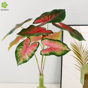 Hojas de Calabaza Artificiales, Color Rosa Corazón y Verde Intenso, de 30cm-100cm de Altura, Simulación Realista, Decoración para Interiores del Hogar - Product Image 5