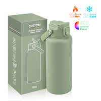 Bouteille d'eau isotherme en acier inoxydable de 1 litre (32 oz) avec logo personnalisé, double paroi sous vide, pour la gym