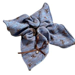 Élastique et bandeau pour cheveux décontractés pour femmes, style japonais et coréen, en tissu bleu avec perles et papillons, durable - Product Image 5