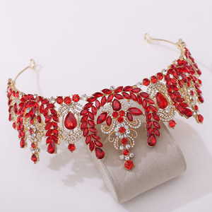 Diadème de Mariage et Anniversaire pour Femme en Alliage Plaqué Or avec Cristaux Élégants et Coraux, Couronne de Reine de Bal, Diadème de Princesse pour Concours de Beauté - Product Image 6
