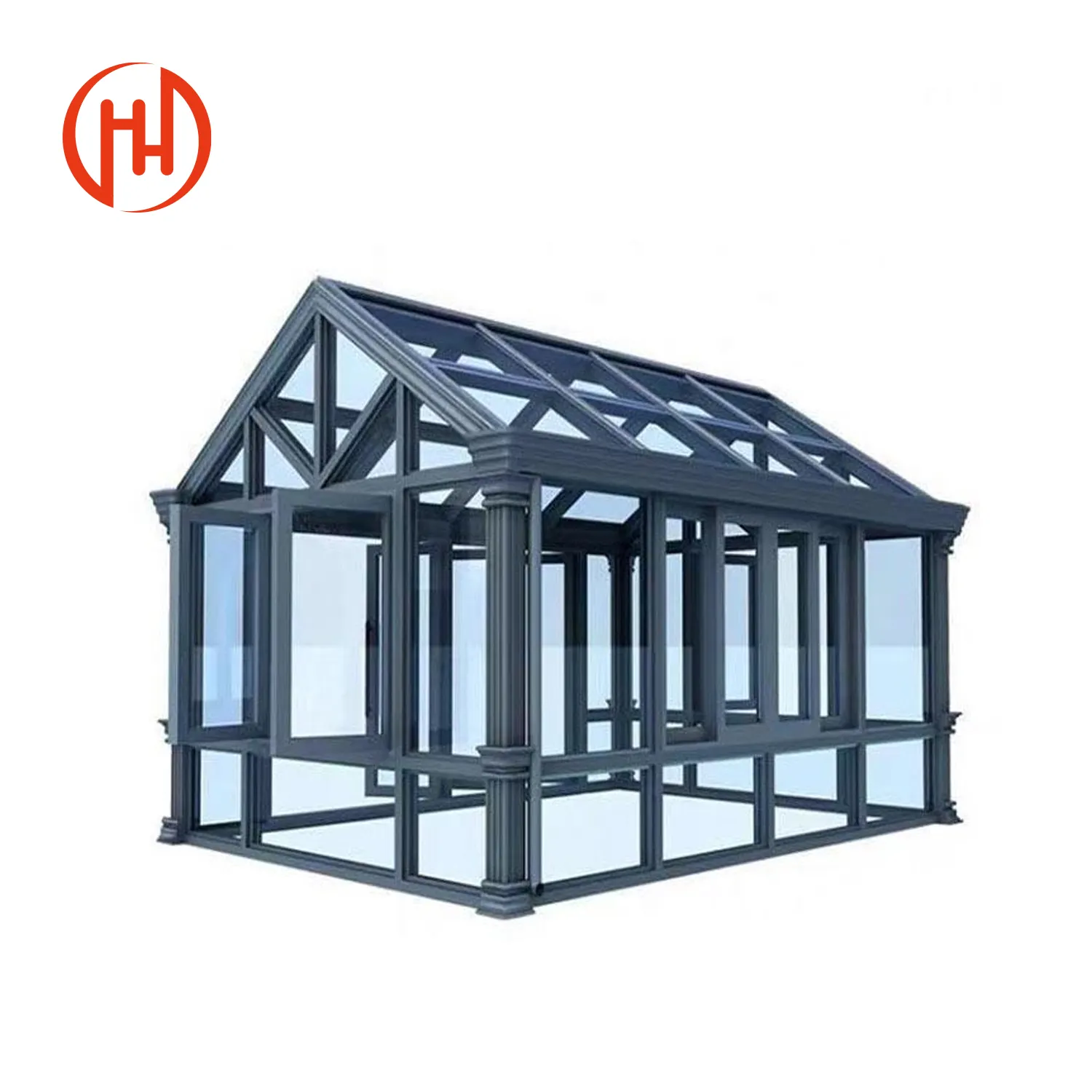 Anodized Extruded Aluminum Greenhouse Frames Curved Sliding Window and Door for Glass Sunroom