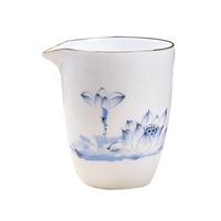 Service à thé en porcelaine de Jingdezhen motif lotus pour usage domestique, vente en gros, ensemble 8 pièces bleu et blanc, tasses Kung Fu et Gaiwan, cadeau d'entreprise