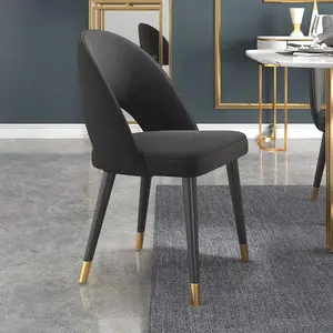 现代软垫黑色餐椅天鹅绒侧椅餐厅椅