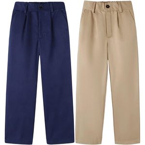 Pantalons chino pour garçons 100% coton, coupe droite, taille élastique, anti-plis, 4-15 ans - Product Image 2