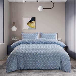 Hiện Đại Màu Xanh Chống Vi Khuẩn 3 Pcs Mềm Sợi Nhỏ Polyester Thêu Tufted Comforter Bộ Đồ Giường Đặt - Product Image 2