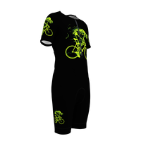 HIRBGOD Herren Premium Kurzarm Tri Anzug Einteiliger Speed Anzug Soul Rider Print Aero Fit Triathlon Set Mit 3D Cycling Pad