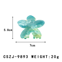 Pince à cheveux en acétate acrylique en forme de fleur CANYUAN 7 cm, motif marbré bleu-vert dégradé, accessoire de mode unisexe pour cheveux