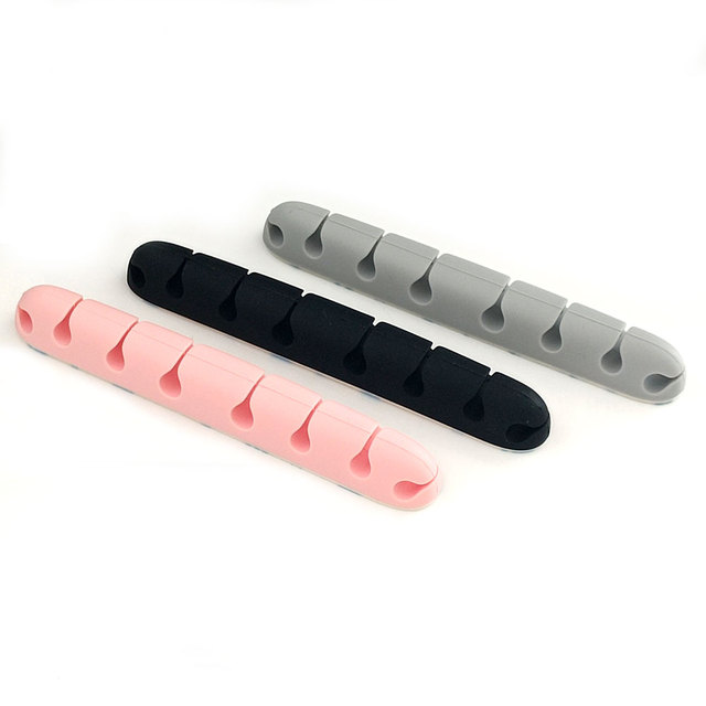 Simple Solid Color Desktop Data Cable Organization Storage Silicone Cable Organizer