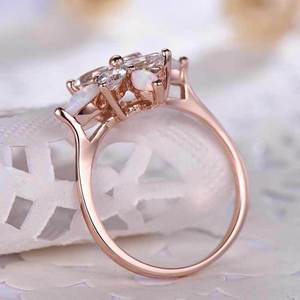 Anello da Donna Stile Opale con Motivi Floreali, Elegante Gioiello Regolabile in Lega con Accenti Colorati, Design Moderno per Regalo - Product Image 6