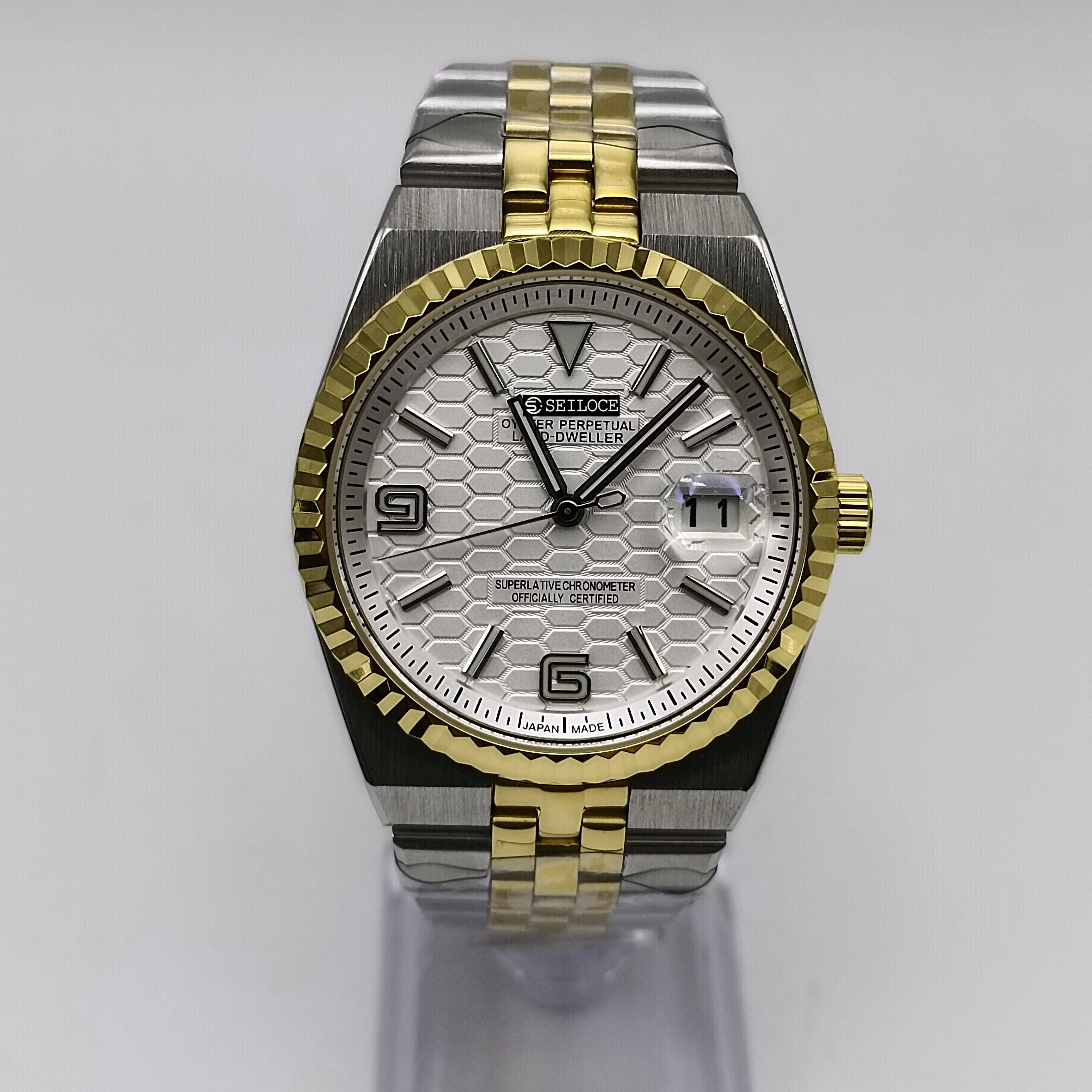 Gold Silver Case+White Dial