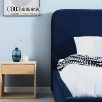 Mobilier de chambre moderne et populaire Lit King Size en velours avec tissu Cadre de lit double avec rangement