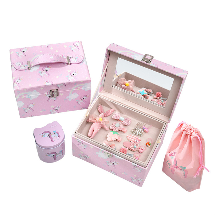 Оптовая продажа, Набор детских аксессуаров для волос, Подарочная коробка, коробка для хранения ювелирных изделий для девочек, набор колец с завязками для волос в виде короны, подарочных подарков