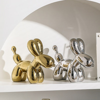 Sculpture créative chien-ballon en céramique électroplaquée, directement de l'usine, ornement artisanal, décoration de bureau et chambre, ensemble cadeau, décoration intérieure