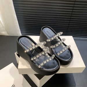 2024 Summer New Fashion All-match Outdoor Wedge Thick Bottom Rhinestone <b>Sandals</b> Pu Women's Shoes - Product Image 3