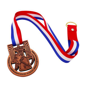 Medalla deportiva 3D de diseño personalizado para correr y nadar, diseño propio, cinta de premio de latón polaco, ganador Premier, medallas Premier MetalCrafts - Product Image 4