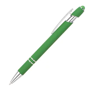 Iş hediyeler yazma renkli kişiselleştirilmiş 2 in 1 cep dokunmatik promosyon Metal Logo baskılı ile özel Stylus tükenmez kalem