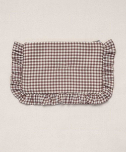 Borsa Cosmetica in Velluto con Cerniera e Volant in Cotone, Personalizzabile con Logo, Eco-friendly, a Quadretti Marroni, <span class=keywords><strong>per</strong></span> Donna - Collezione 2026 - Product Image 2