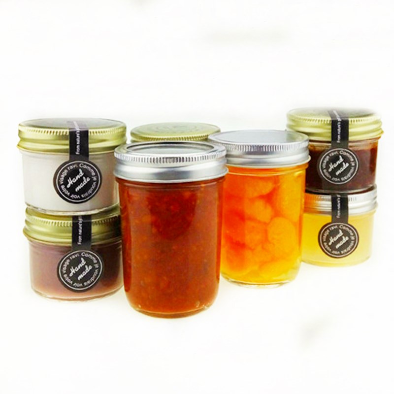 Pots ronds de stockage de nourriture de confiture de miel Récipient de nourriture de cuisine en verre transparent avec couvercle en métal Bouteilles et bocaux de stockage de mariage Carton