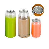 Bouteilles en plastique PET transparentes de qualité alimentaire de 250 ml/350 ml/500 ml/650 ml avec couvercle à anneau en aluminium pour jus, sodas et boissons