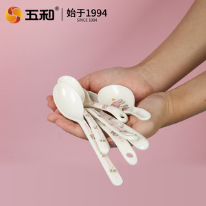 Cartoon Rabbit Spoon Food Grade Melamine Spoon For Children Drop Resistant Oval Shape Household Kids Dining Spoon - Product Image 4