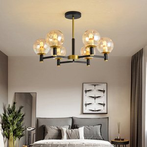 Nordique minimaliste créatif maison éclairage salle à manger salon lampe verre multi-tête lustre boule de verre grand lustre - Product Image 1