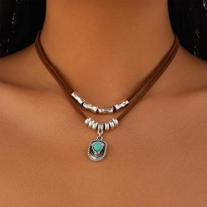 Fashion <strong>Turquoise</strong> Necklace Bohemian Western Style Party Western Cowboy Style Clothing Matching Necklaces Trending <strong>Jewelry</strong> - Product Image 1