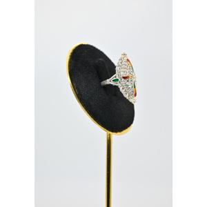 Vintage 925 <b>Silver</b> Luxury Cocktail <b>Ring</b> with Enamel <b>Cross</b> Design Bezel Setting for Women's Wedding Party Engagement Gift - Product Image 2