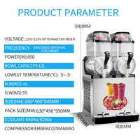 Machine à slush commerciale à double contrôle de température, distributeur automatique de boissons glacées en acier inoxydable