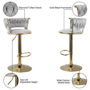 Tabouret de <span class=keywords><strong>bar</strong></span> pivotant et réglable <span class=keywords><strong>avec</strong></span> accoudoirs pour îlot de cuisine, chaises de <span class=keywords><strong>bar</strong></span> modernes pour comptoir de petit-déjeuner, chaise haute pour <span class=keywords><strong>bar</strong></span> à domicile - Product Image 1