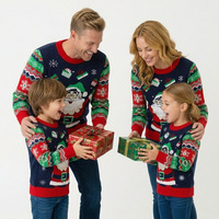 Pull à manches longues pour enfants avec imprimé colorblock Père Noël, haut unisexe pour les fêtes