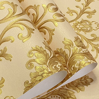 Papier peint décoratif 3D en relief européen pour salon, chambre à coucher, mur de fond, hôtel, décoration de luxe, papier peint doré