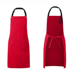 Solid Color Contrast Shoulder Strap <b>Apron</b> With Pocket Slim Fit For Restaurant Bar Workwear Waterproof Custom Logo Printed - Product Image 4
